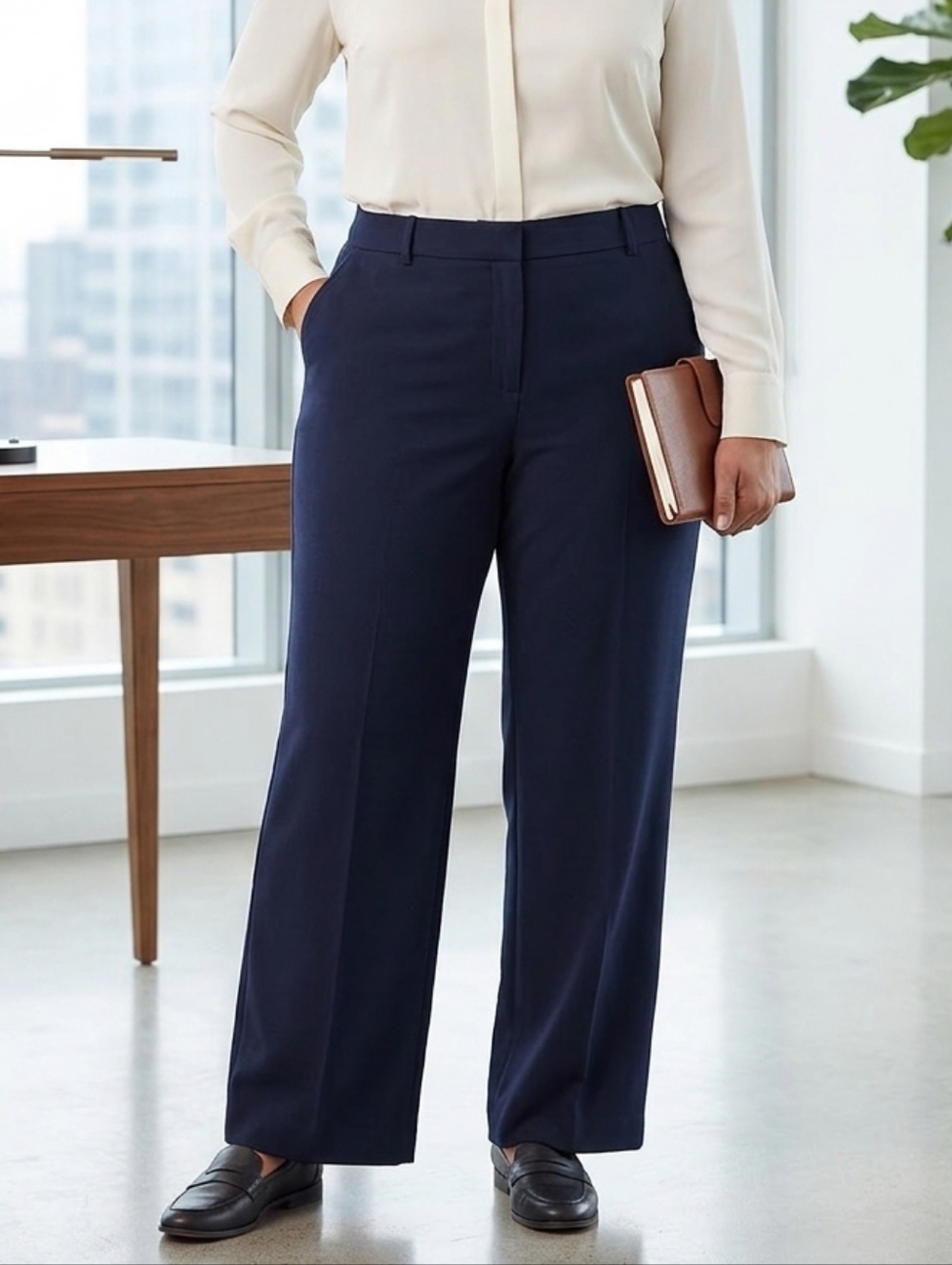 Classic Navy Straight-Leg Women's Trousers